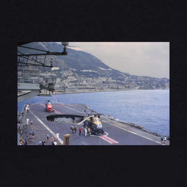 A Westland Wessex helicopter on board the Royal Navy aircraft carrier HMS Hermes in the 1960s by ownedandloved